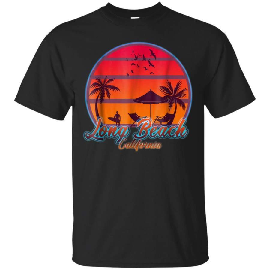 AGR Long Beach Retro Sunset Tshirt Souvenir Beach Tee Jaq T-shirt