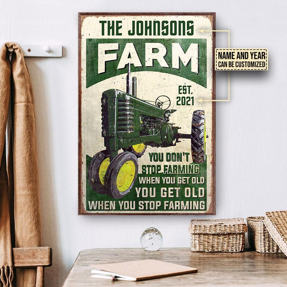 Aeticon Gifts Personalized Farm Tractor Get Old Canvas Mom Dad Gift Home Decor