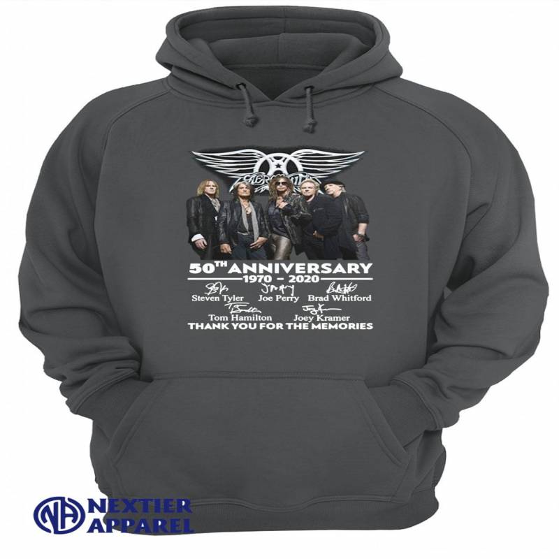 Aerosmith 50th anniversary 1970-2020 signatures thank you for the memories shirt Unisex Hoodie