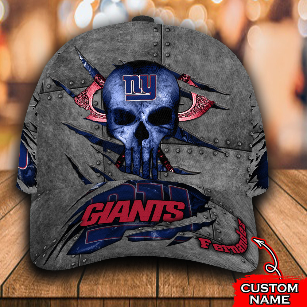 Personalized New York Giants Skull All Over Print 3D Baseball Cap