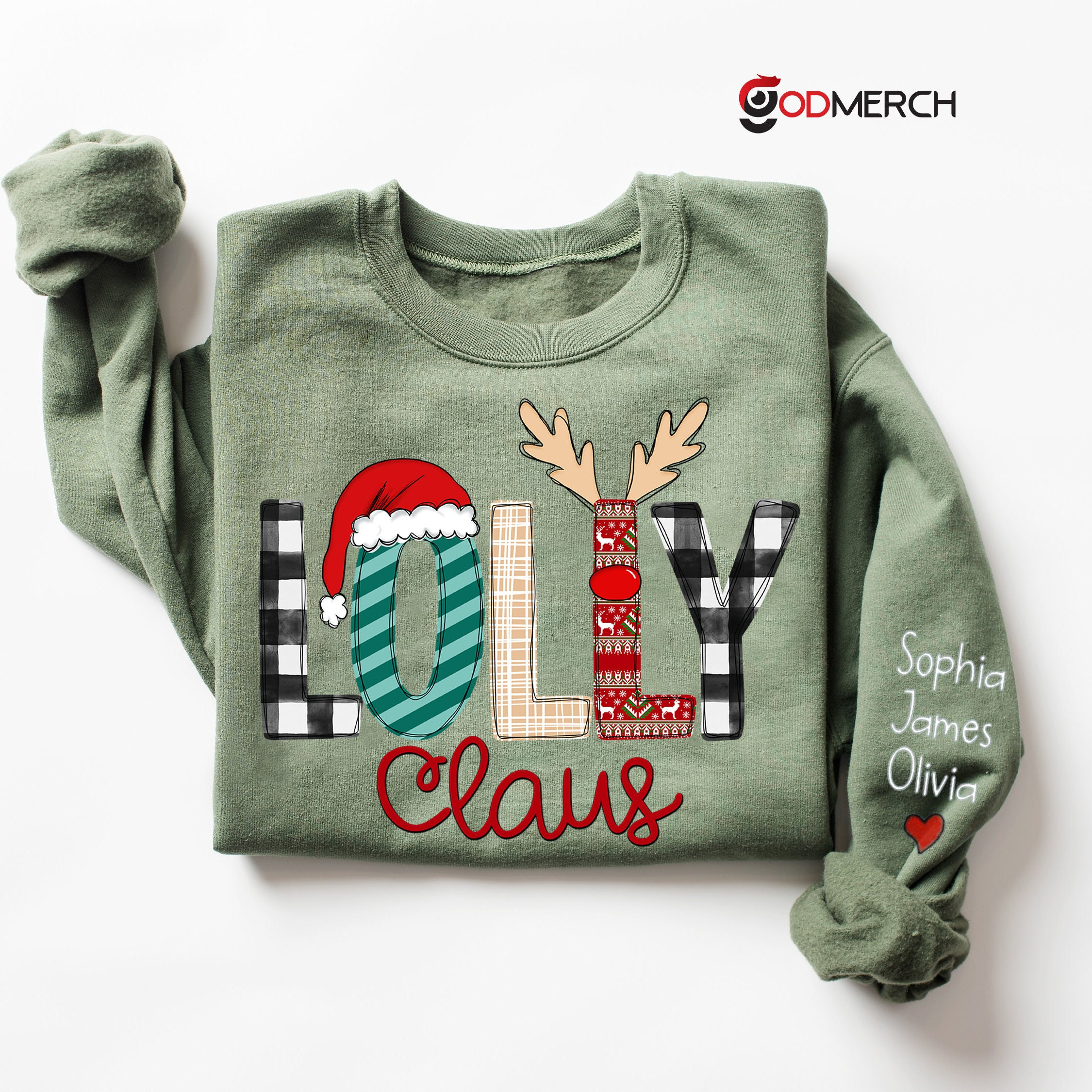 Custom Lolly Claus Sweatshirt, Christmas Lolly Claus Sweatshirt, Xmas Lolly Sweater, Custom Lolly And Grandkids Sweatshirt, Gifts For Lolly