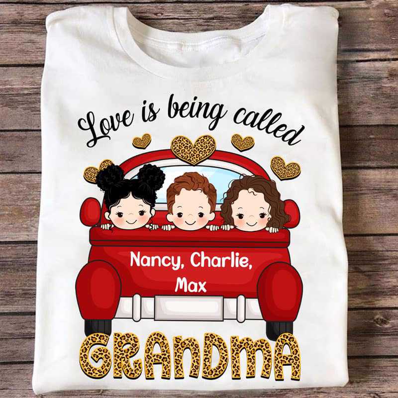 Grandma Red Truck Leopard Pattern Personalized Shirt