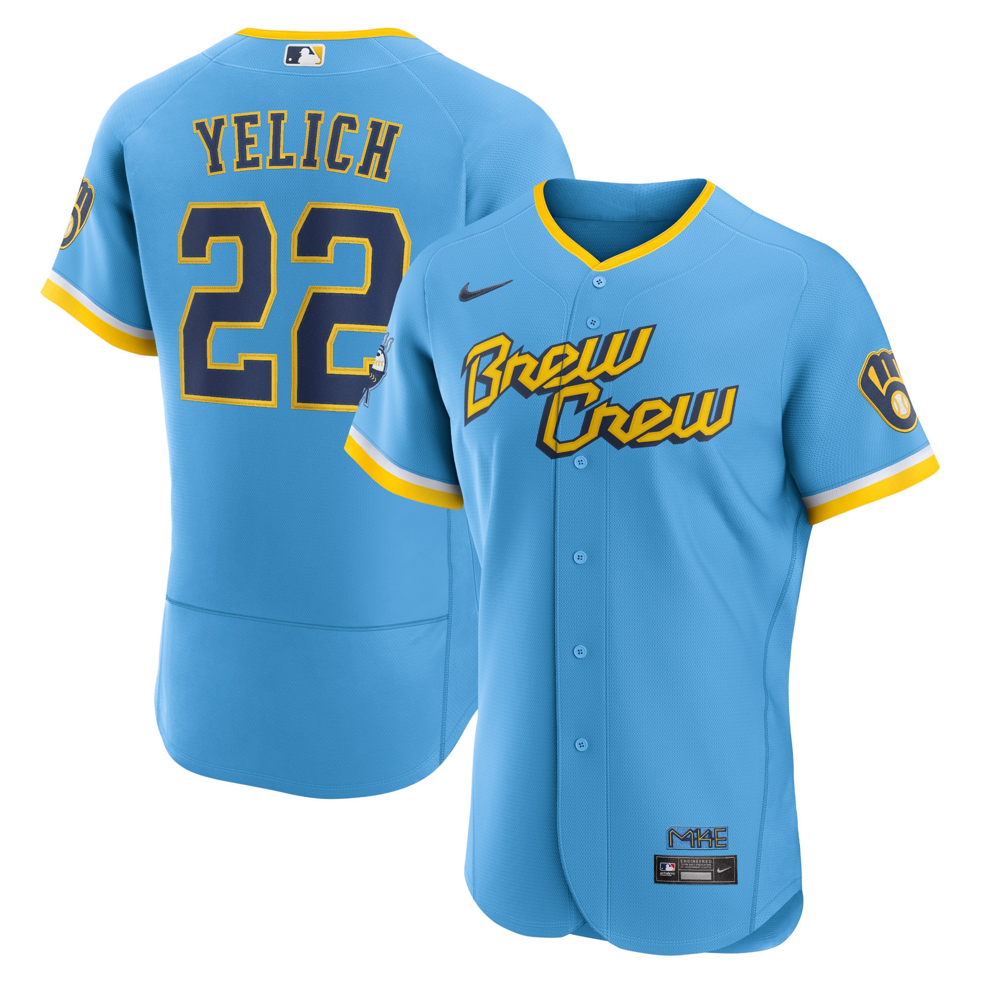 Christian Yelich Milwaukee Brewers 2022 City Connect Authentic Player Jersey – Powder Blue MLB