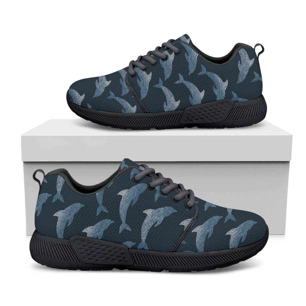 Dolphin Dot Pattern Print Black Athletic Shoes