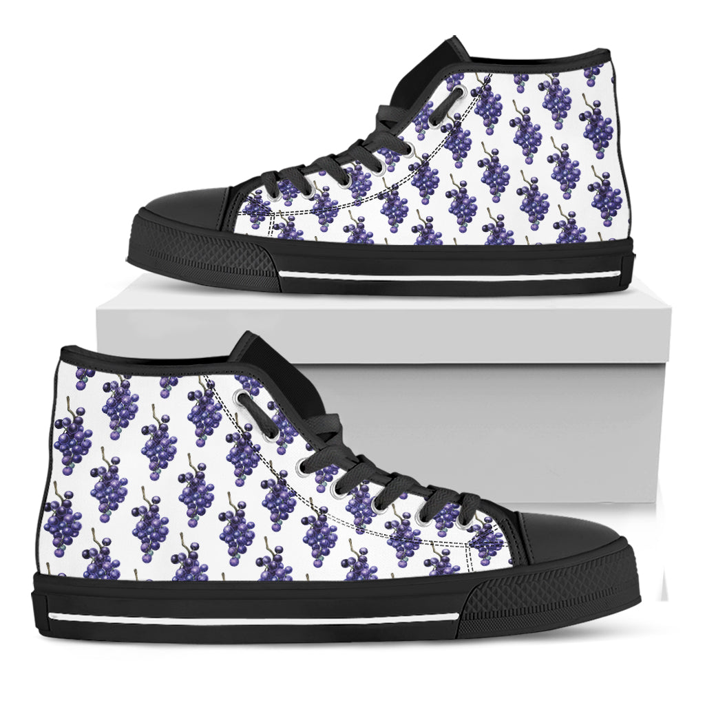 Watercolor Grape Pattern Print Black High Top Shoes