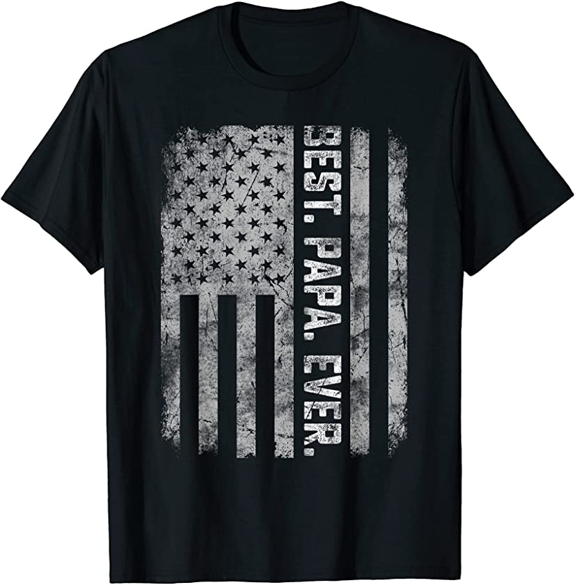 Best Papa Ever Vintage American Flag Father’s Day Christmas T-Shirt