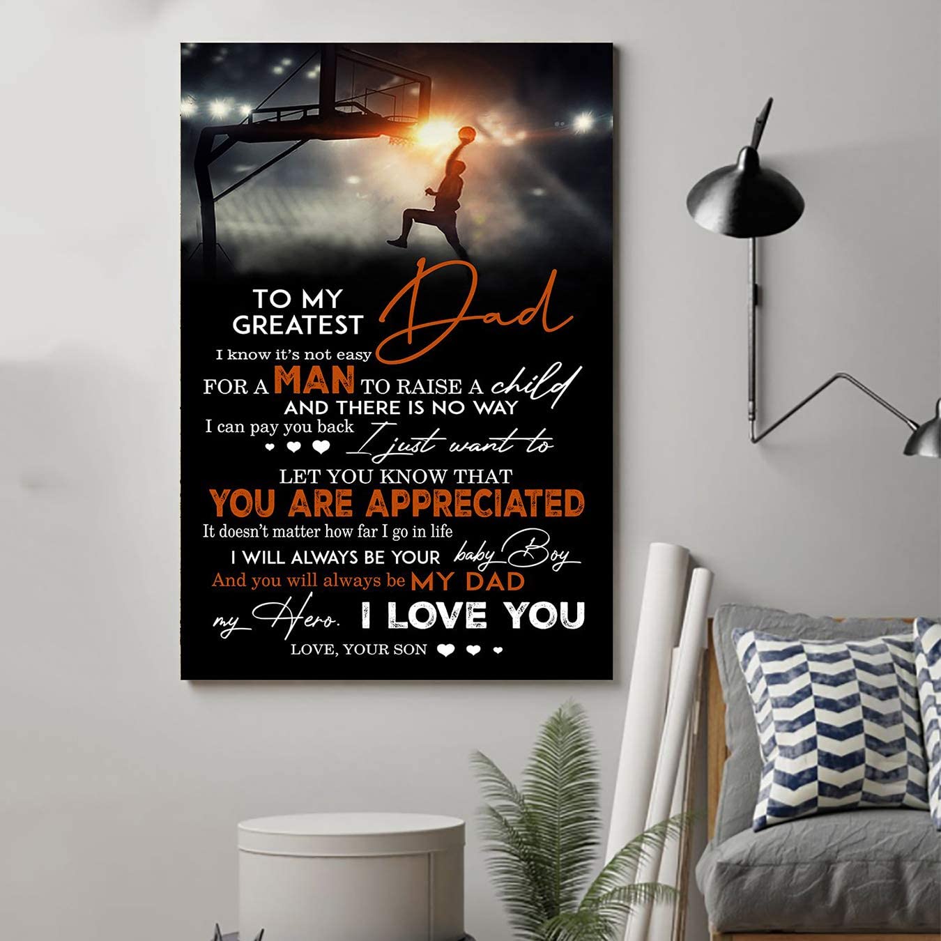 Poster for Room Aesthetic – Command Strips Wall Decor – Ly31 Basketball Poster – Son to Dad – I Know It’s Not Easy for A Man