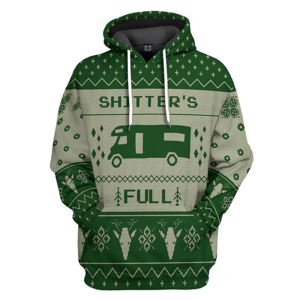 Casespring 3D Shitters Full Ugly Christmas Sweater Green Custom Hoodie Apparel