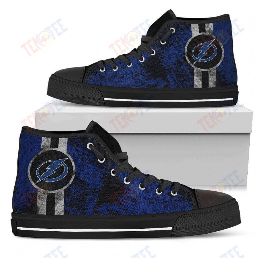 Mens Womens Tampa Bay Lightning High Top Shoes V1 Triple Stripe Bar Dynamictop Sports Shoes TMT839