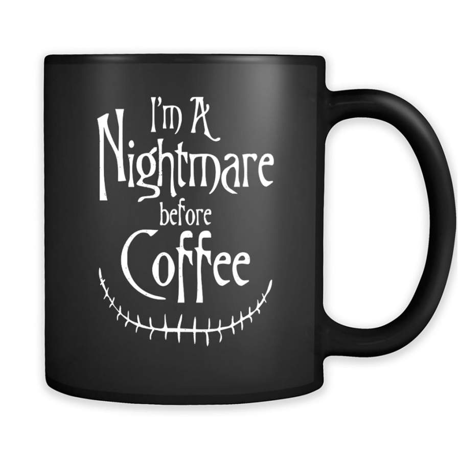 A Nightmare Before Coffee, Halloween Gift – Full-Wrap Coffee Black Mug