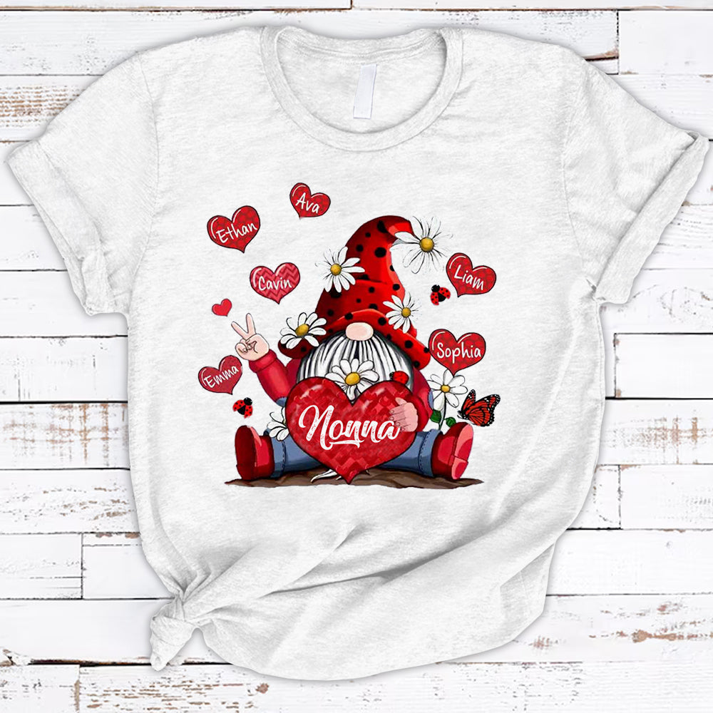 Personalized Nonna And Grandkids Heart Gnome Shirt For Nonna