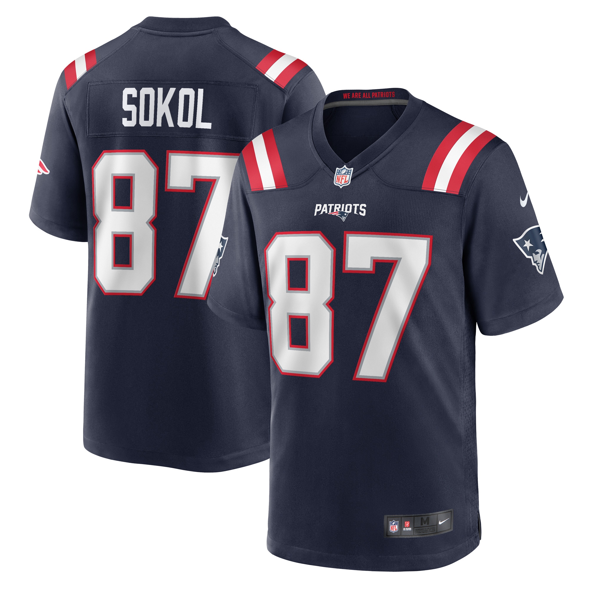 Matt Sokol New England Patriots Game Player Jersey – Navy