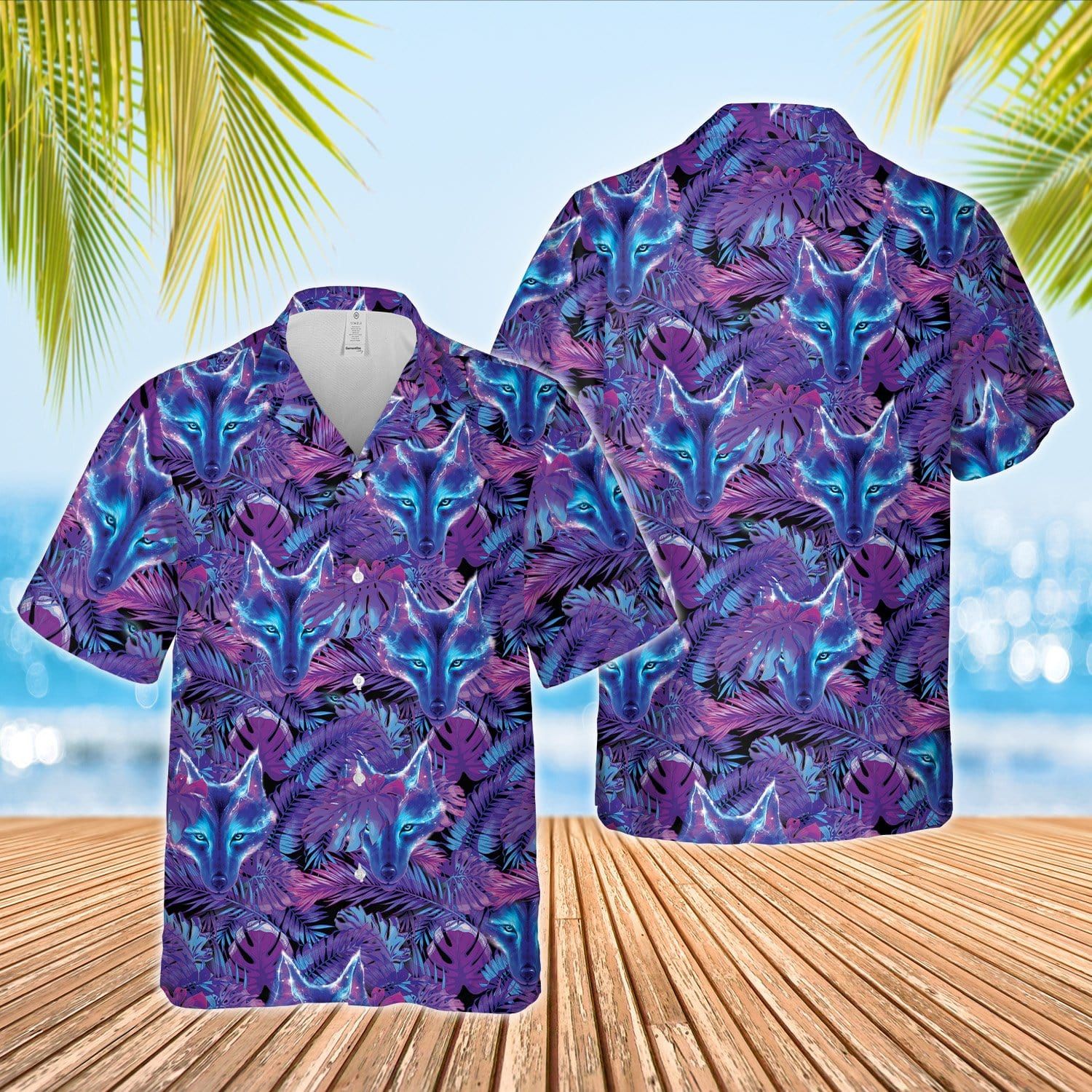 Hawaii Aloha Shirts Wolf Mysterious Ha54947