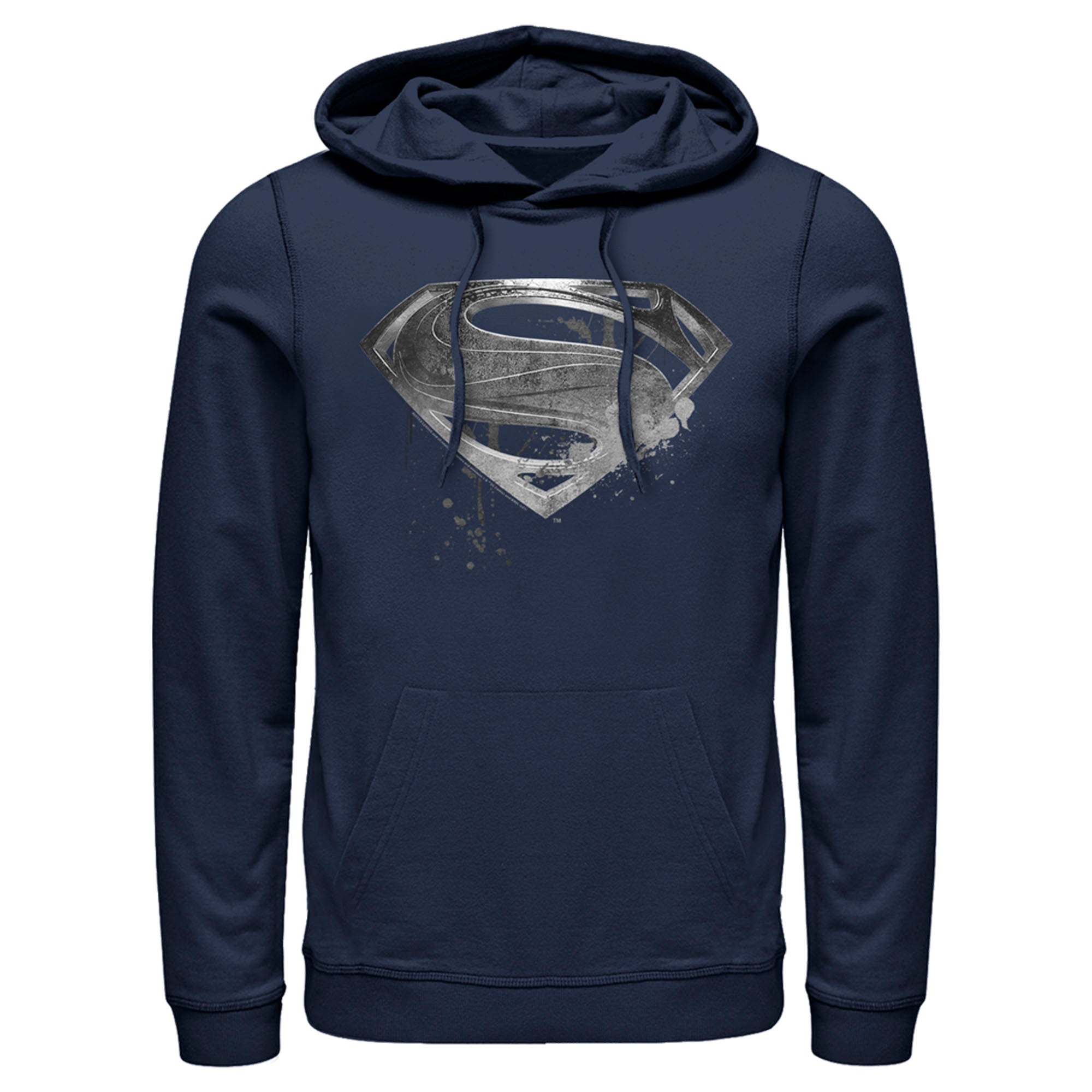 Zack Snyder Justice League Men’S Superman Silver Logo  Pull Over Hoodie