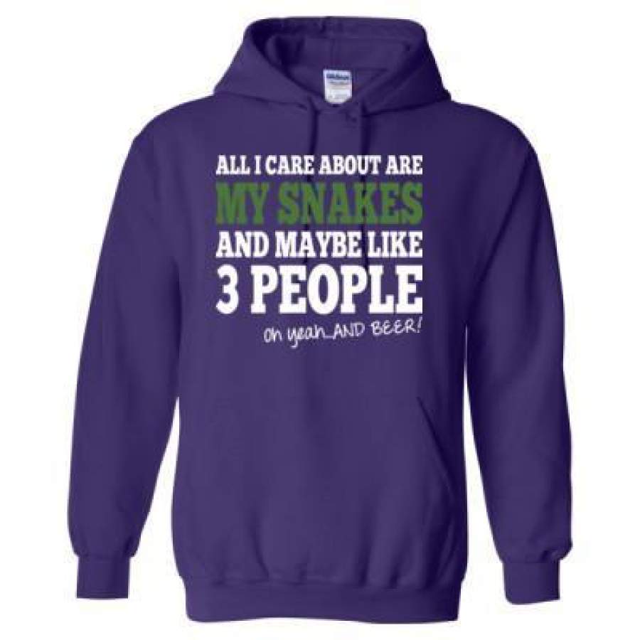 AGR All I Care About Is My Snakes And Maybe Like 3 People And Beer – Heavy Blend™ Hooded Sweatshirt