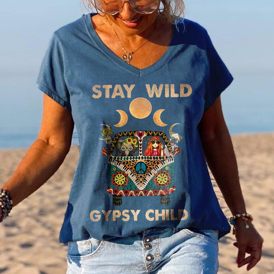 Stay Wild Gypsy Child Elephant Printed Graphic Tee