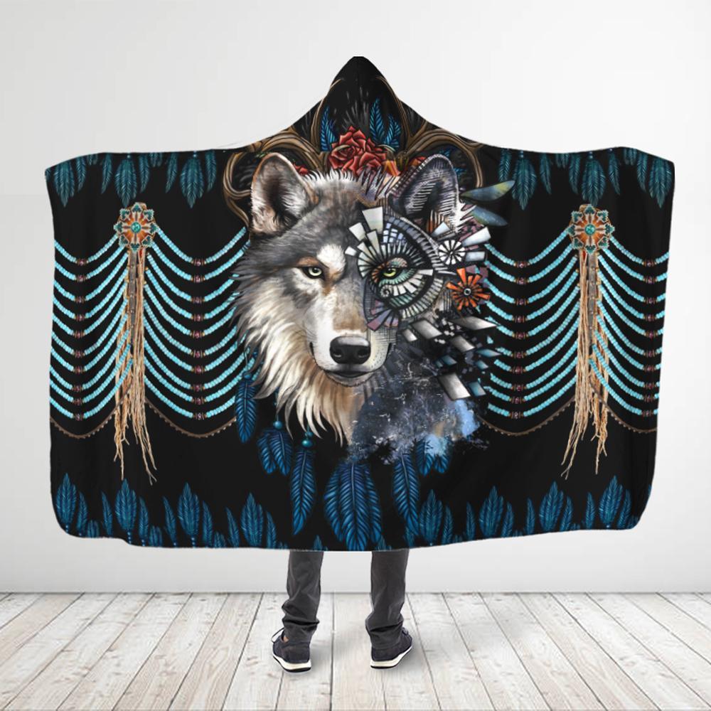 ViticStore™ All Over Printed Youth Wolf Queen Hooded Blanket