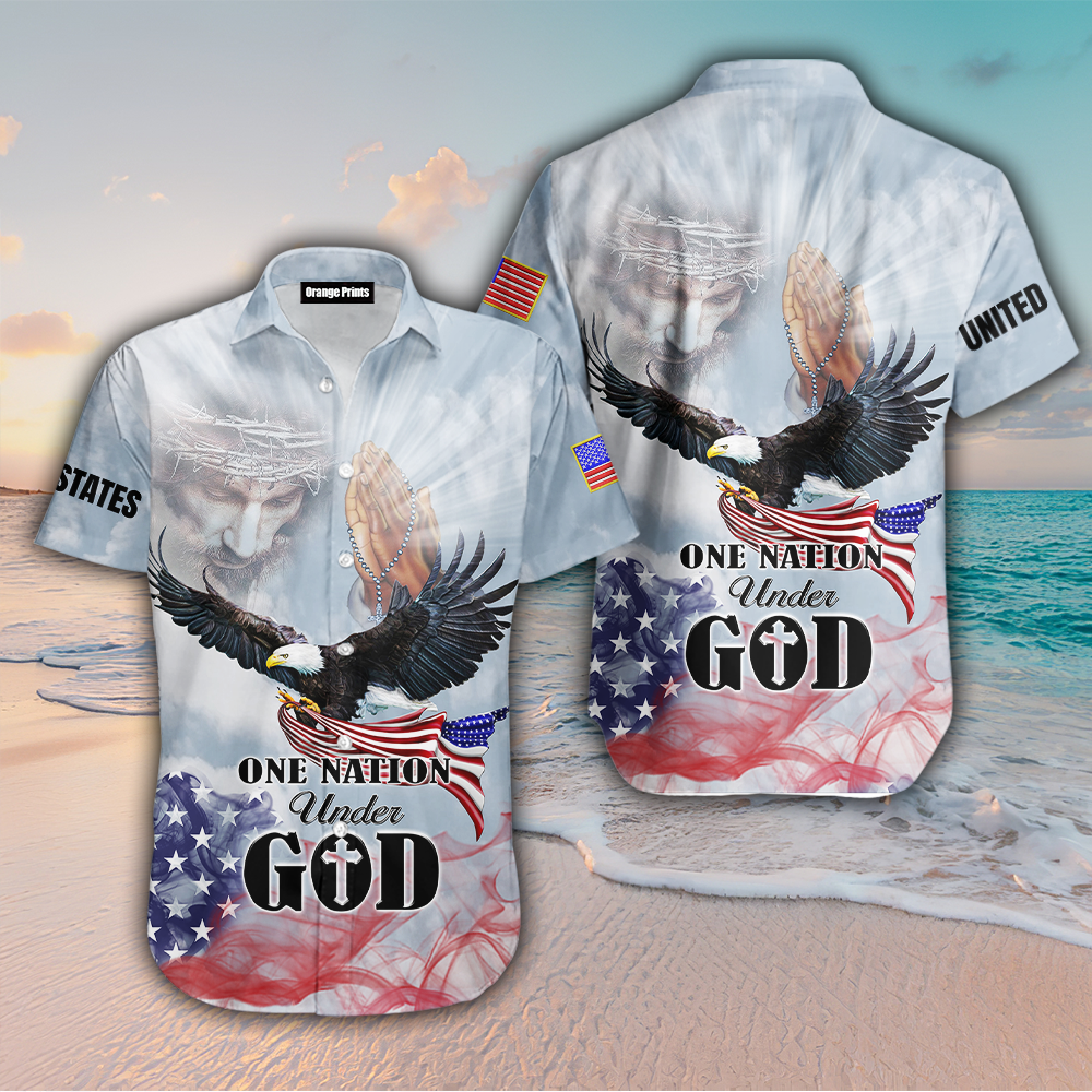 Eagle Patriot One Nation Under God Christian Jesus Hawaii Shirt For Men Women Ha92469