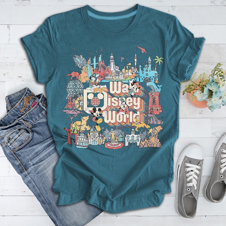 Vintage Retro Disney World Shirt, Custom Character Mickey Minnie Chip Dale Pooh Shirt, Mickey Vintage Retro Shirt Tank Top, Walt Disney Tee