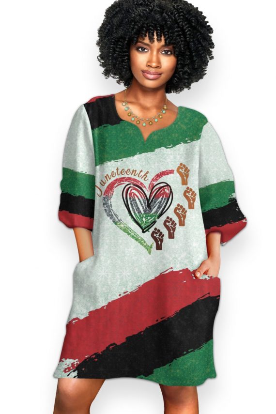 Black Pride Juneteenth Flag Juneteenth Heart Dashiki Dress