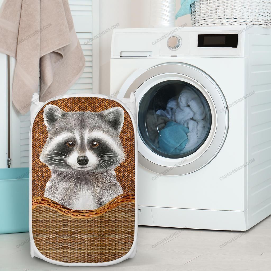 Raccoon Rattan Texture Gift For Animal Lovers 3D Printed Laundry Basket