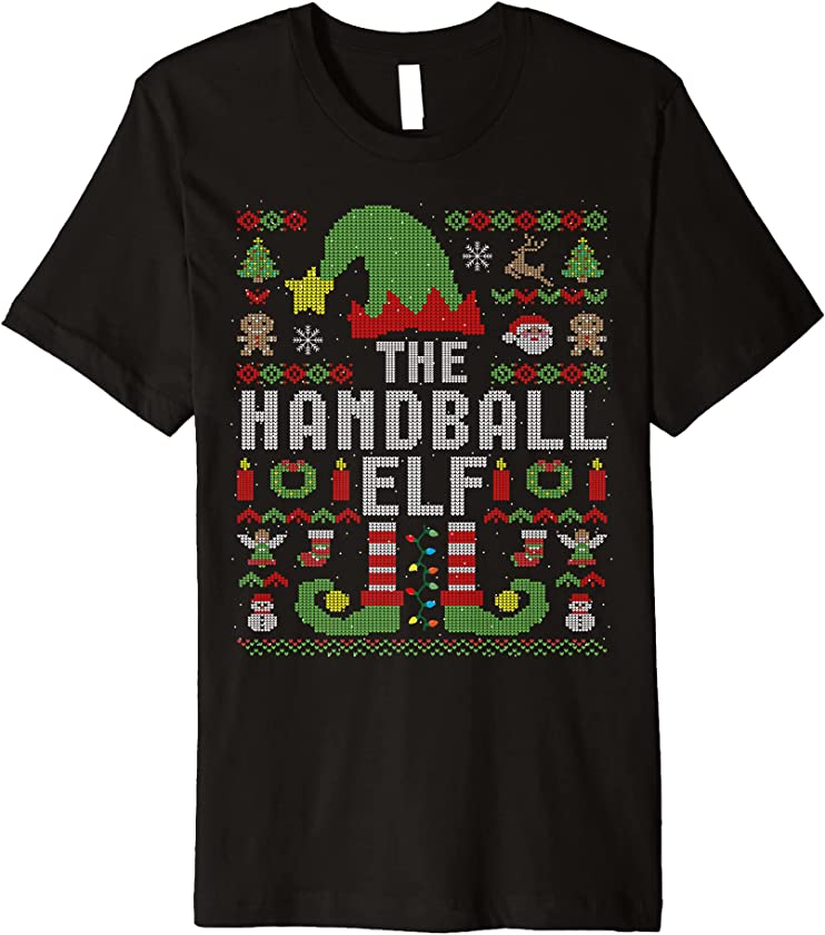 The Handball Elf Ugly Christmas Matching Family Group Premium T-Shirt