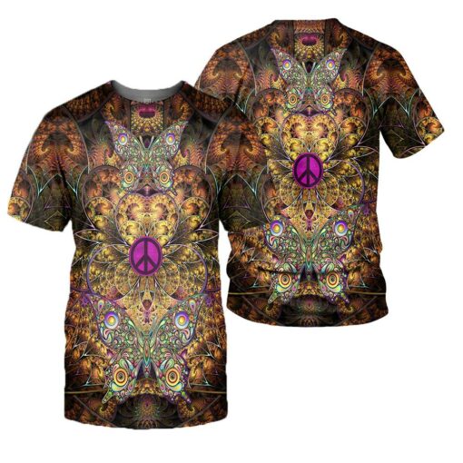 Owl Hippie Peace Sign 3D All Over Printed Shirts For Men And Women, Gift For Hippie Lover, Hippie Soul