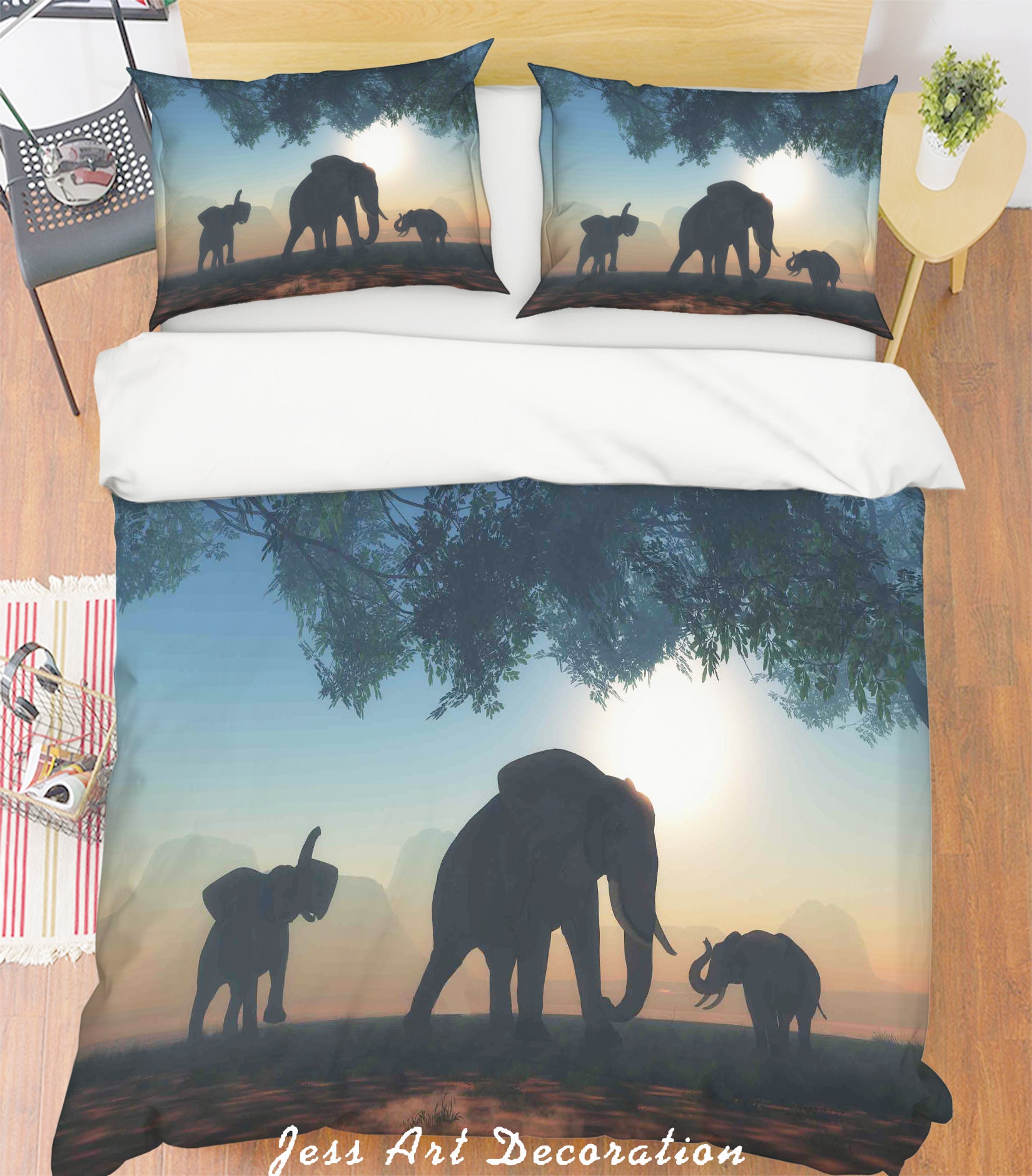 3D Elephant Mist Quilt Cover Set Bedding Set Pillowcases 175