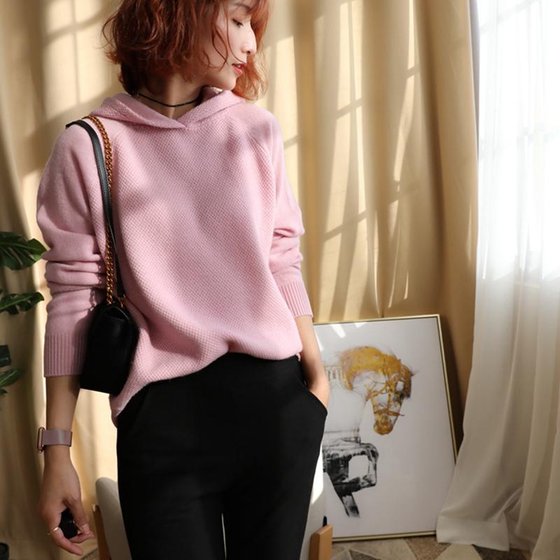 2020 Autumn And Winter Cashmere Sweater Long-sleeved Hooded Wool Sweater Women’s Solid Color Loose Thick Sweater Bottoming Shirt alx