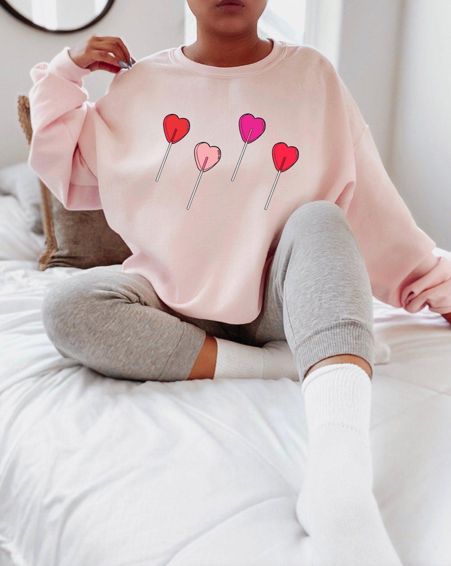 Valentines Sweatshirt – Lollipop Valentines Design Sweatshirt – VDay Sweatshirt – Valentines Day Gift For Friend – Valentines Sucker Shirt