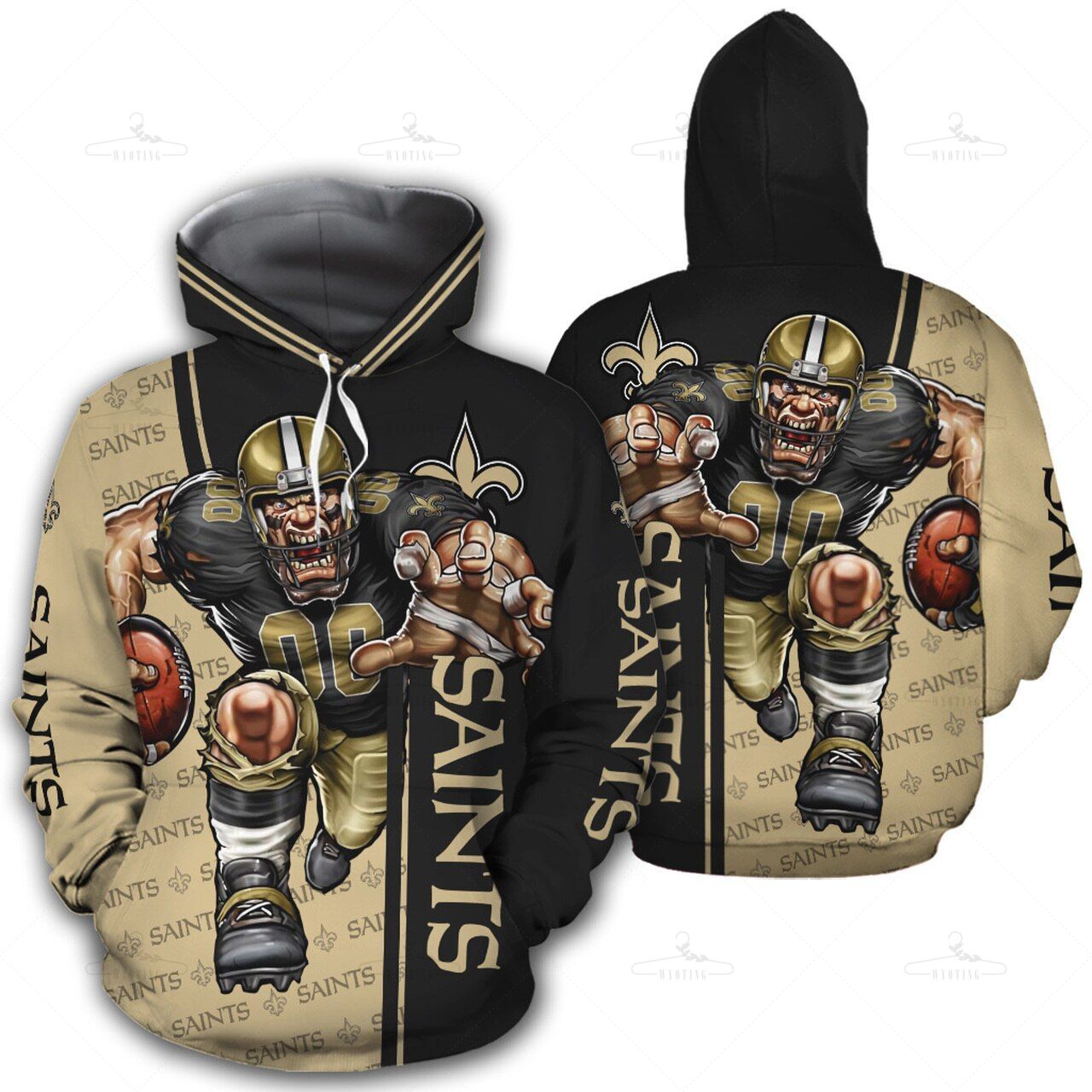 New Orleans Saints Hoodie 3D Mascot Design Gift S