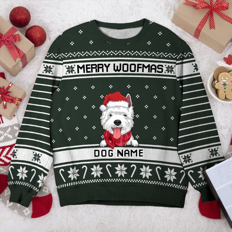 Westie Merry Woofmas Personalized Sweater, Dog Ugly Christmas Sweater