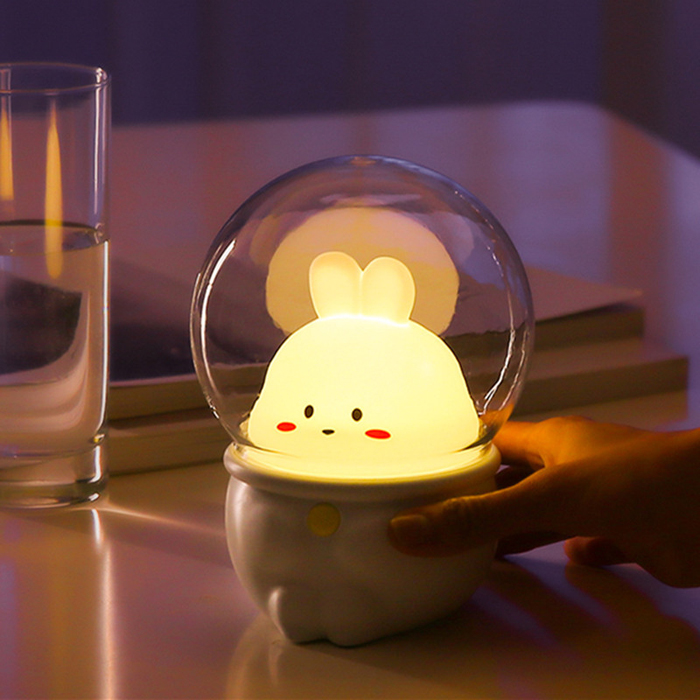 Cute Pet Night Light USB Charging Colorful Children’s Lights Bedroom Cat Rabbit Timing Atmosphere Decoration Sleeping Table Lamp alx