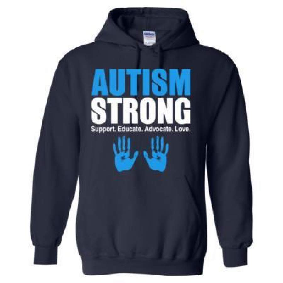 AGR Autism Strong Support Educate Advocate Love – Heavy Blend™ Hooded Sweatshirt