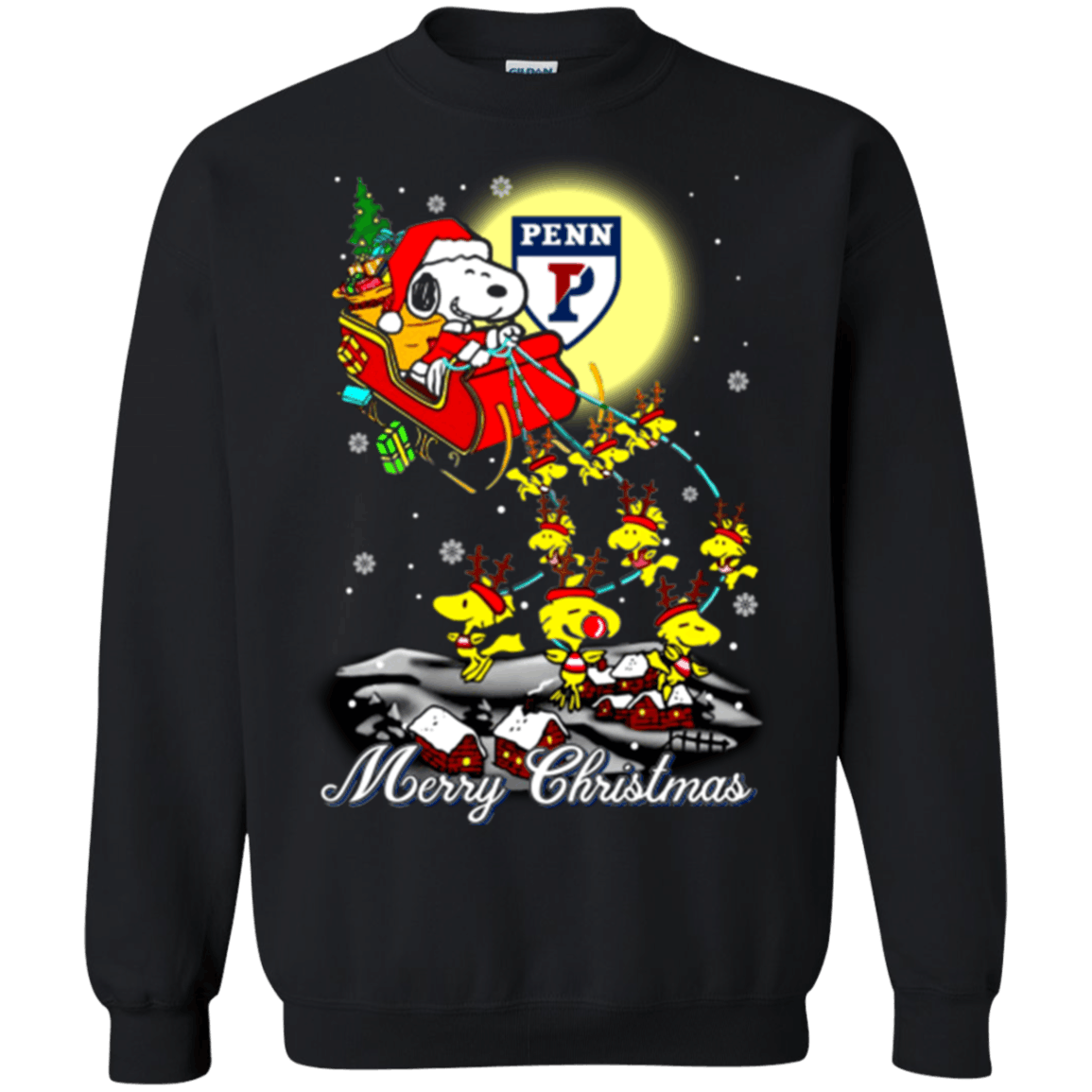 Amazing Penn Quakers Ugly Christmas Sweaters Santa Claus With Sleigh And Snoopy Sweatshirts