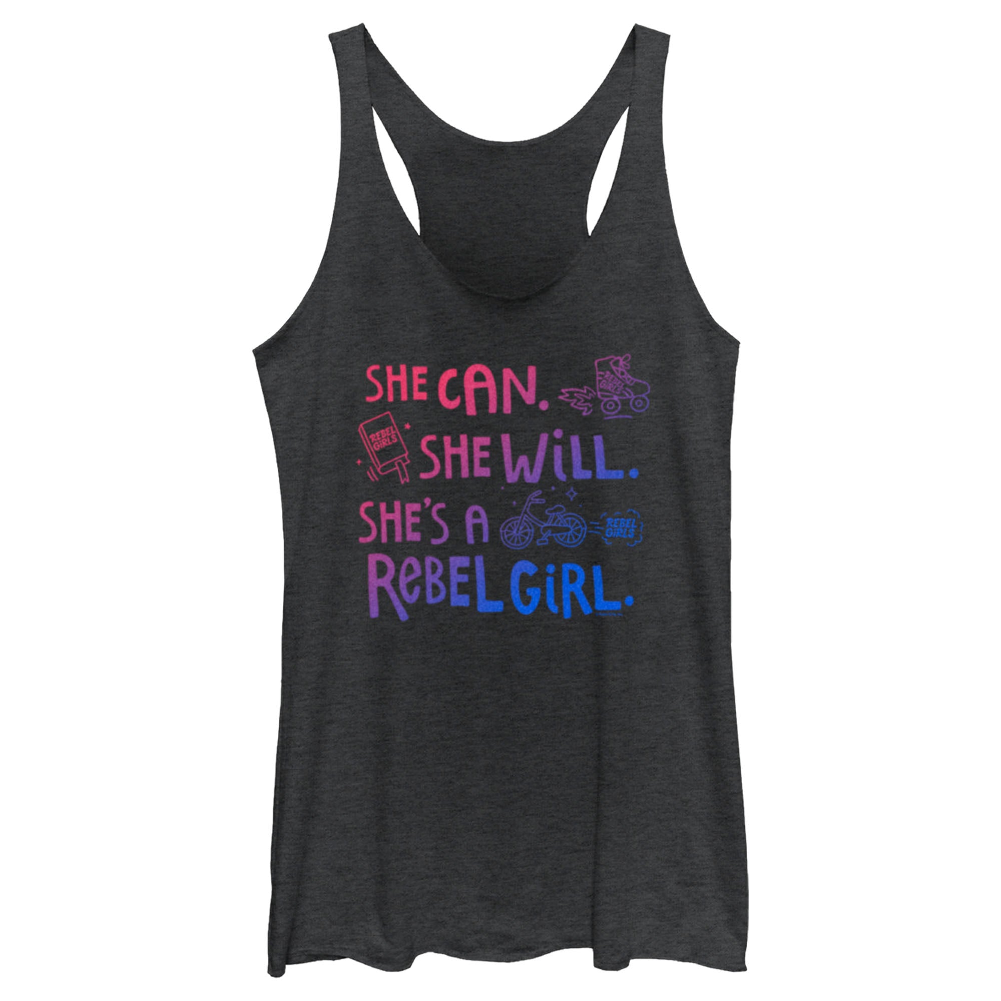 Women’S Rebel Girls She Can She Will Doodles Racerback Tank Top