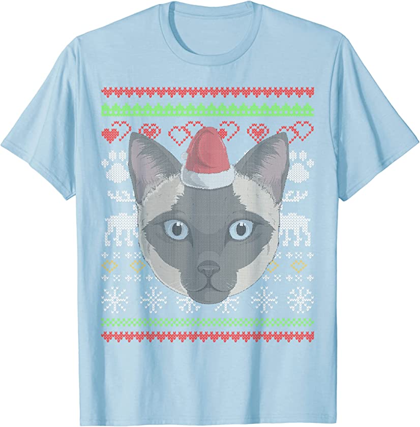 Tonkinese Cat Kitty Santa Claus Ugly Christmas Pattern T-Shirt