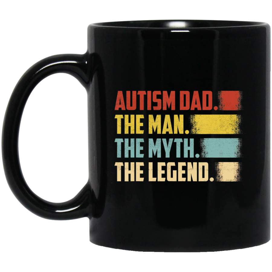 Vintage Autism Dad The Man The Myth The Legend 11oz 15oz Black Mug Idea 2nd April Puzzle Ribbon Support Autism Dad Mom Kids Autistic