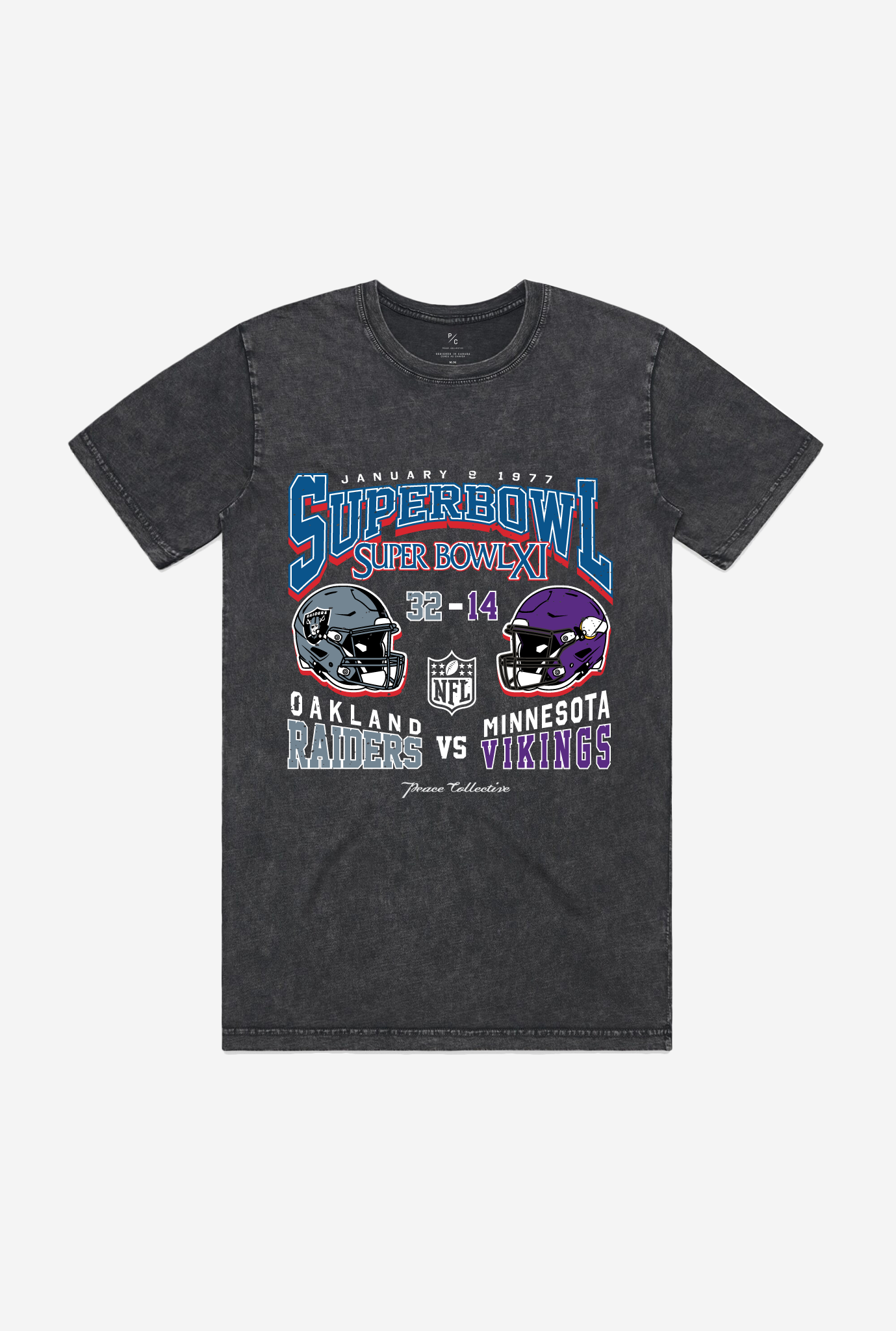 Super Bowl Xi: Oakland Raiders Vs Minnesota Vikings Stonewashed T-Shirt – Black