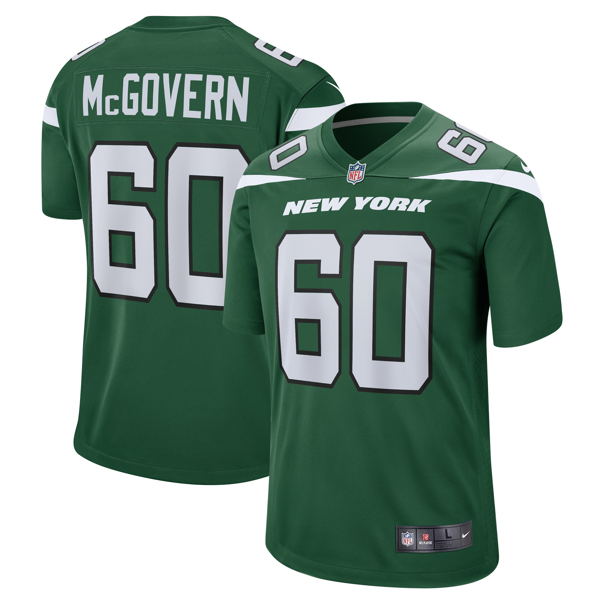 Connor McGovern New York Jets Game Jersey – Gotham Green