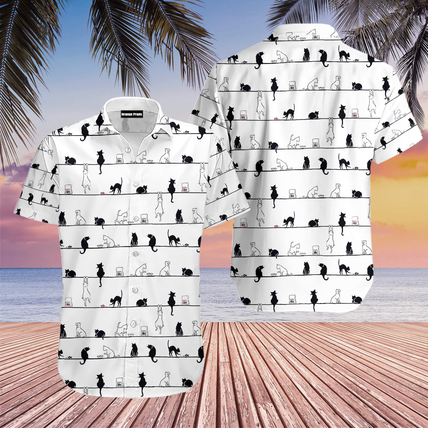 Cat Black White Hawaii Shirt For Men Women Ha34538