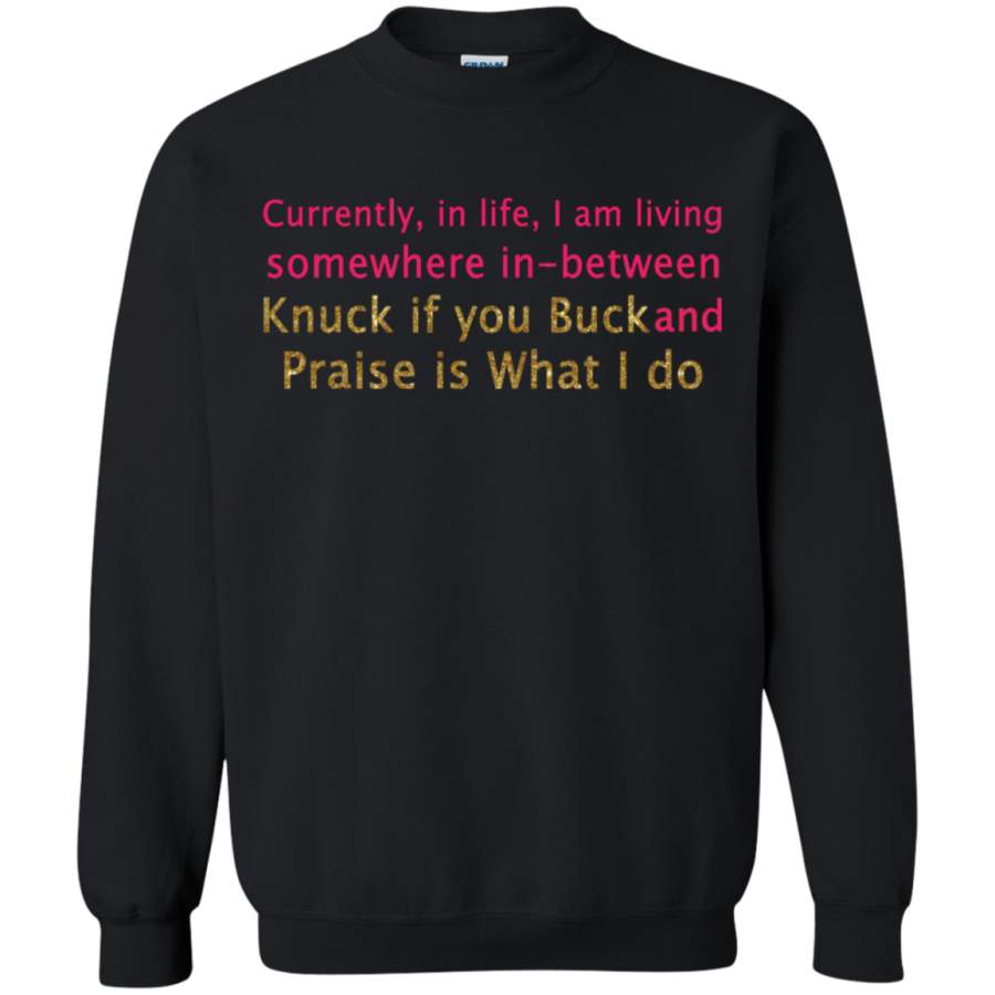 AGR Currently in life i am living somewhere in-between knuck if you buck Sweatshirt