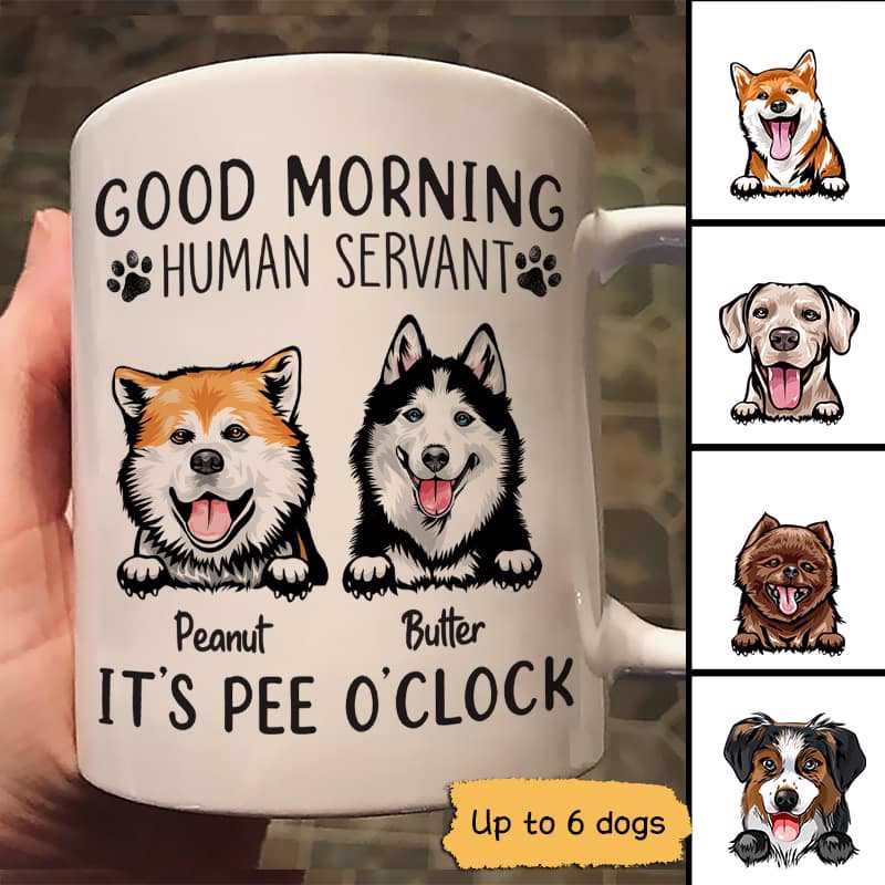 Pee O‘Clock Peeking Dogs Personalized Mug