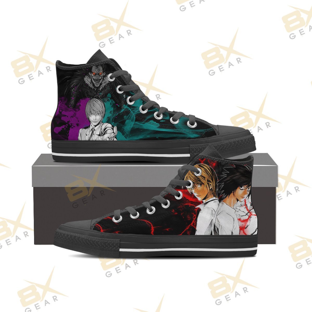Death Note Anime Shoes Light Yagami And Shinigami L Hi Top Sneakers