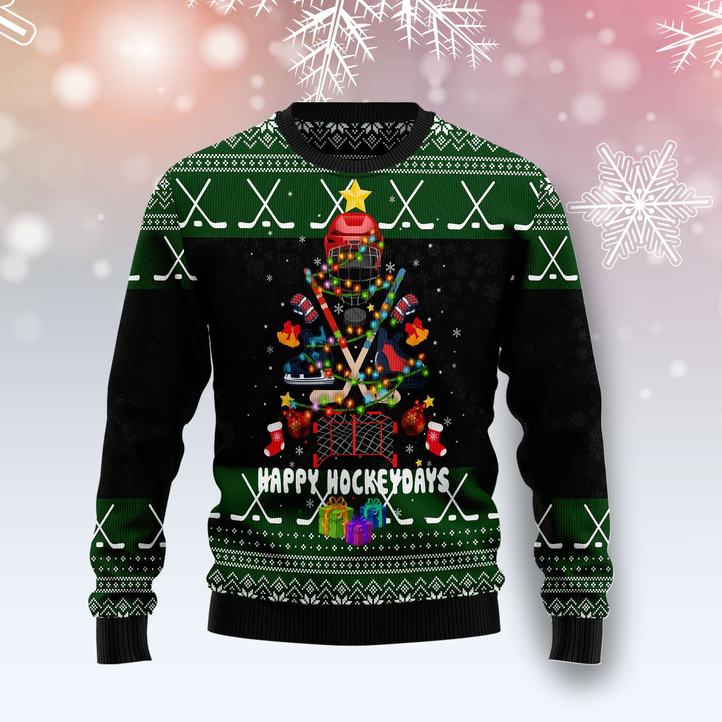 Hockey Christmas Ugly Christmas Sweater | For Men & Women | Adult | Us4865