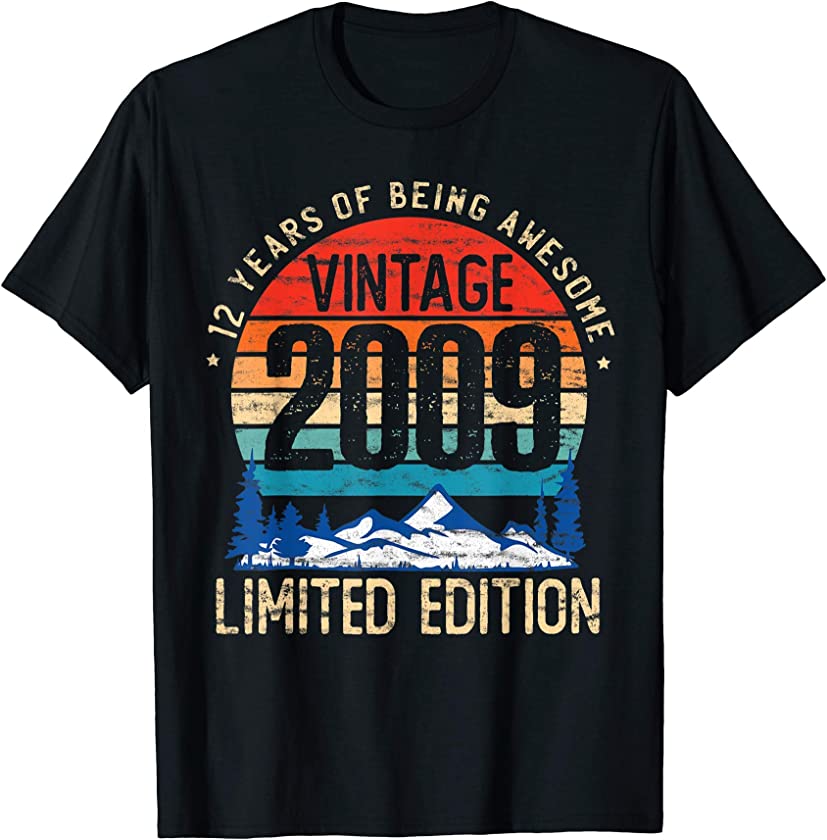 12 Year Old Gift Vintage 2009 12th Birthday Edition Men Gift T-Shirt