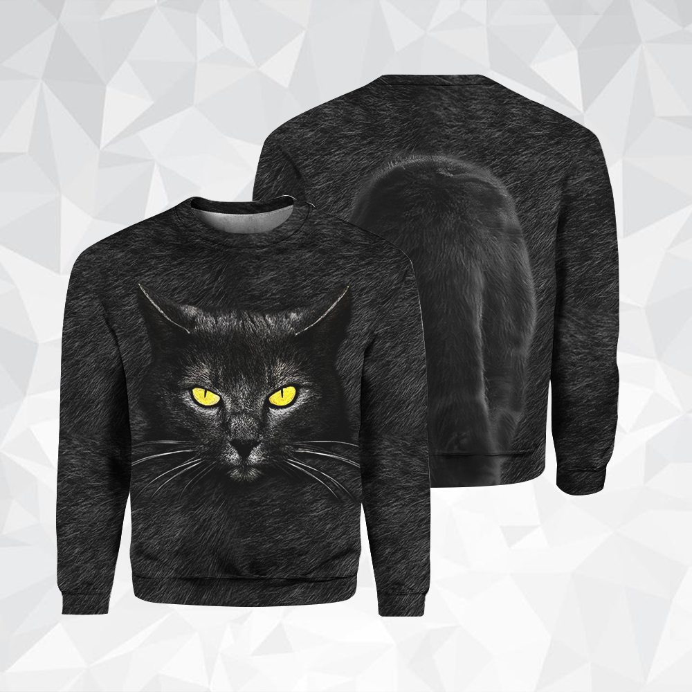 Black Cat Crewneck Sweatshirt All Over Print Sweatshirt For Women Sweatshirt For Men Sws1036