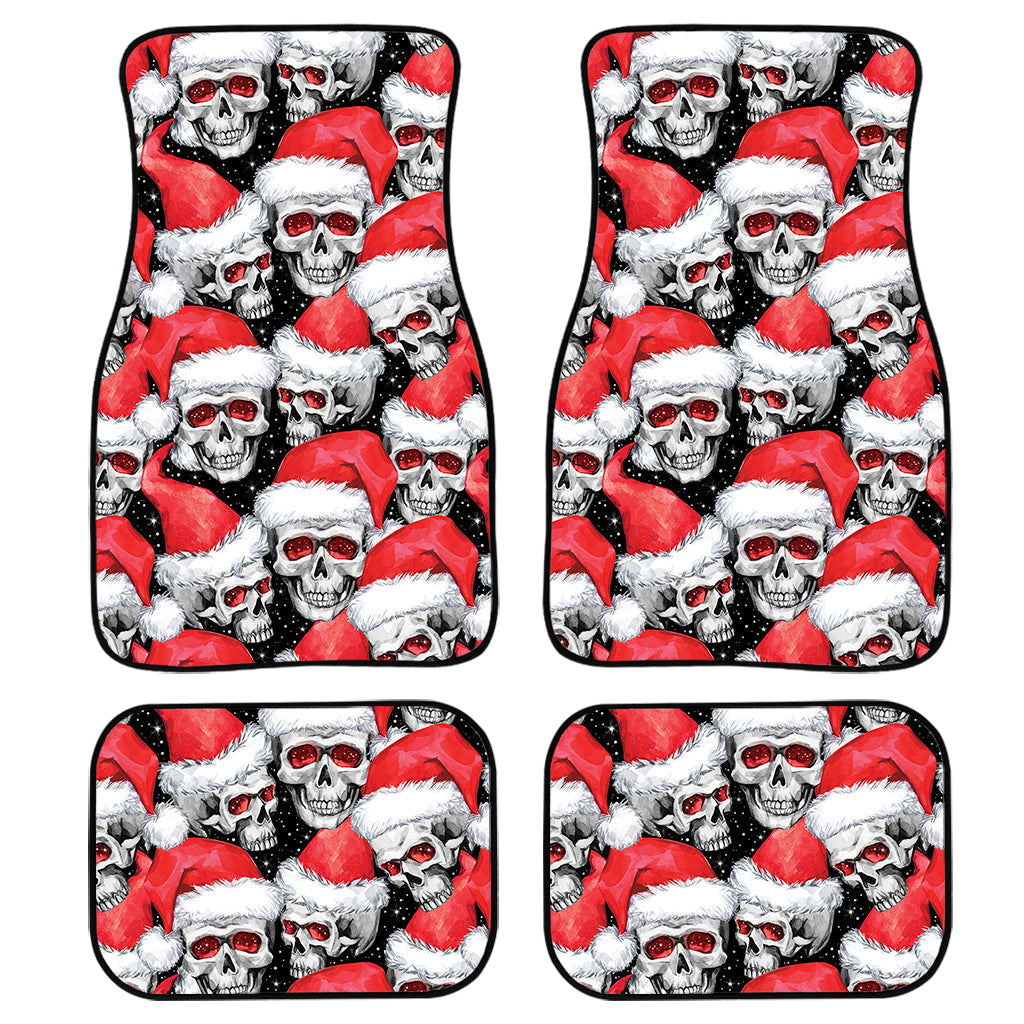 Christmas Santa Skull Pattern Print Front And Back Car Floor Mats, Front Car Mat