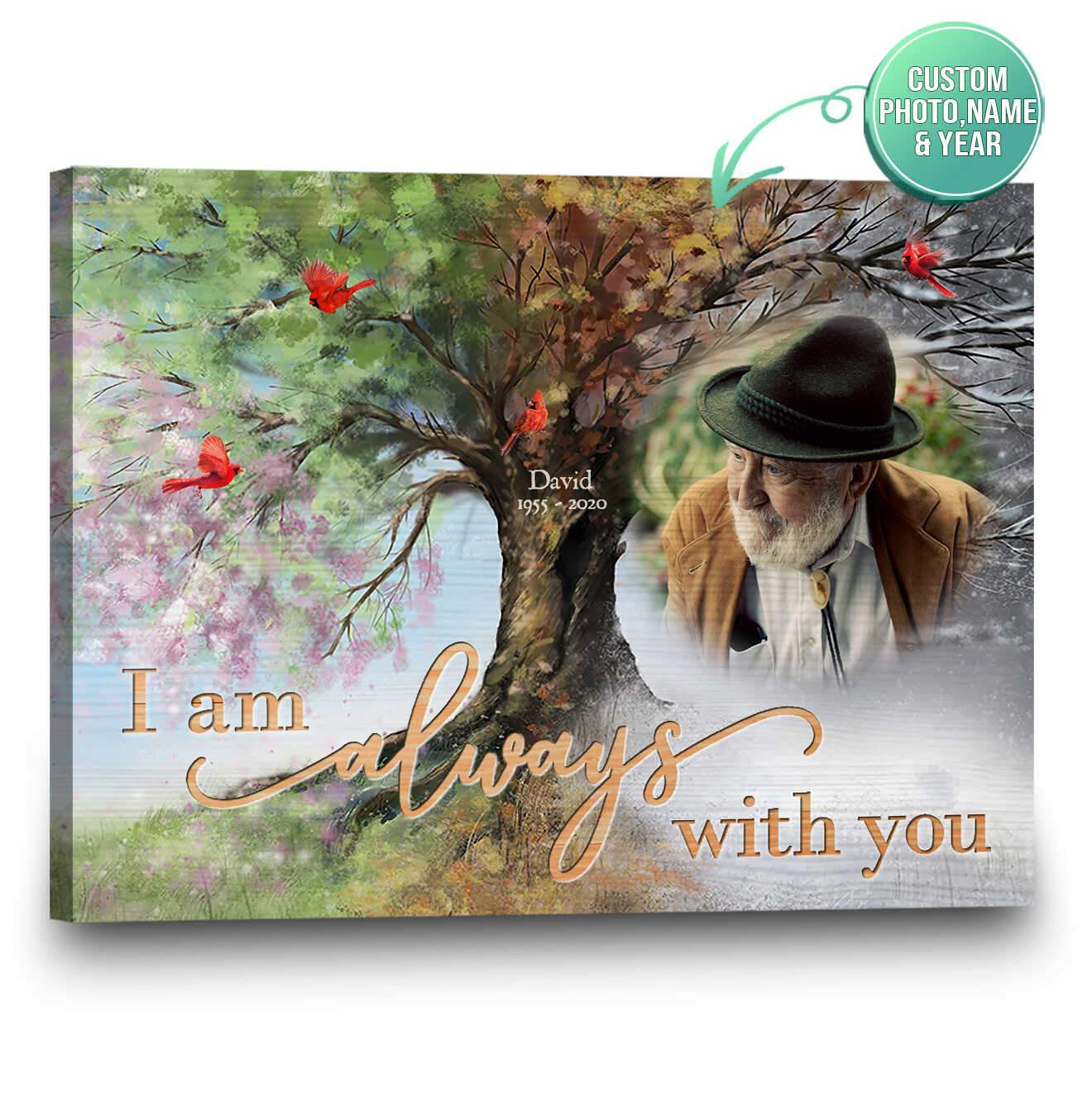 Stunning Gift Personalized Custom Photo Memorial Wall Art Canvas I Am Always With You