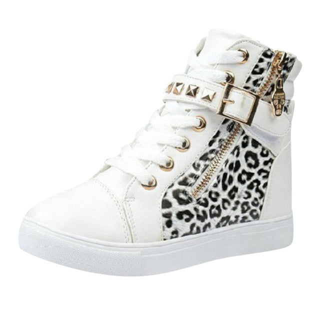 Casual High Top Leopard Printed Increasing Zipper Sport shoes & sneakers